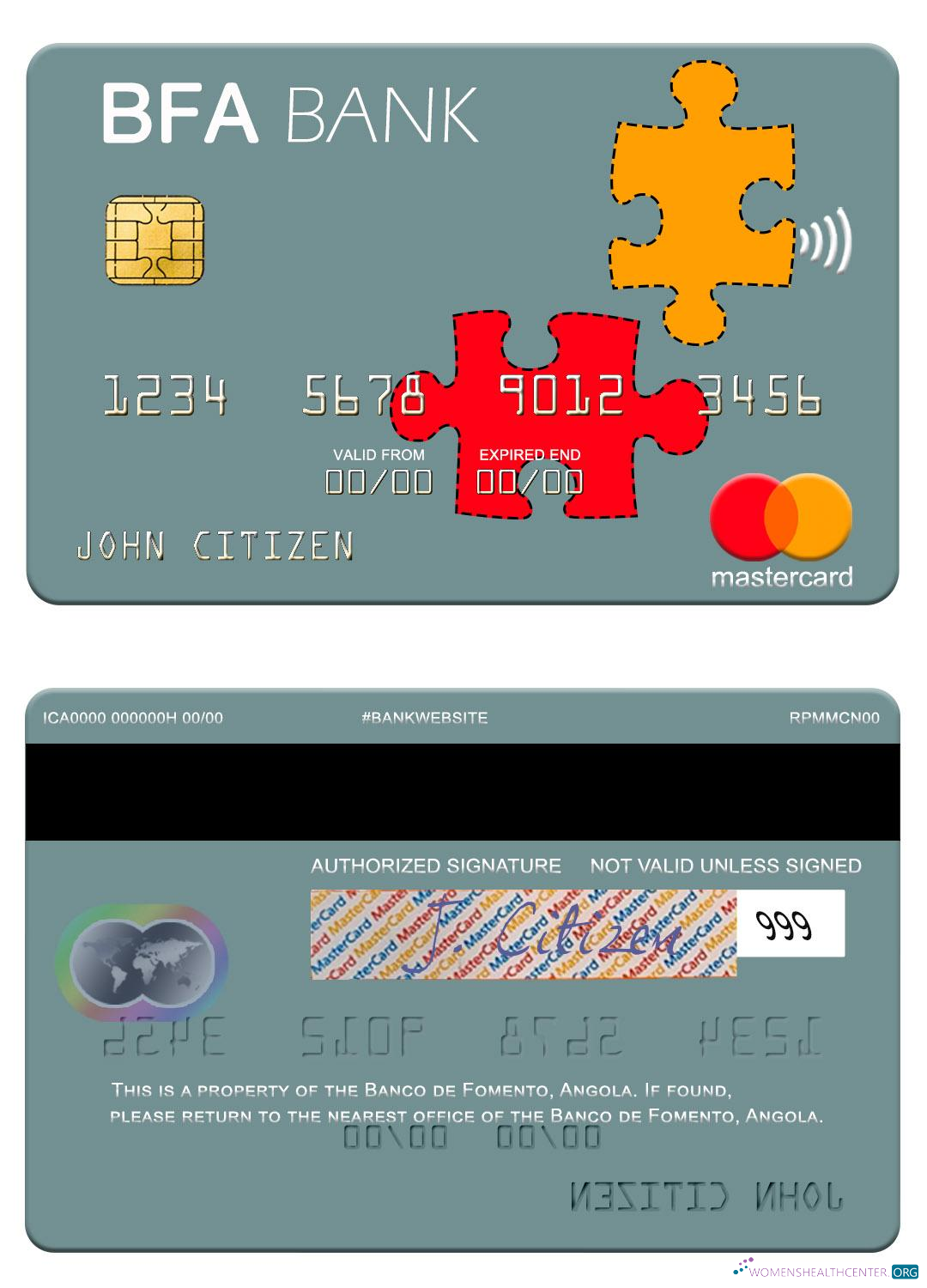 Download Angola Banco de Fomento mastercard Photoshop template